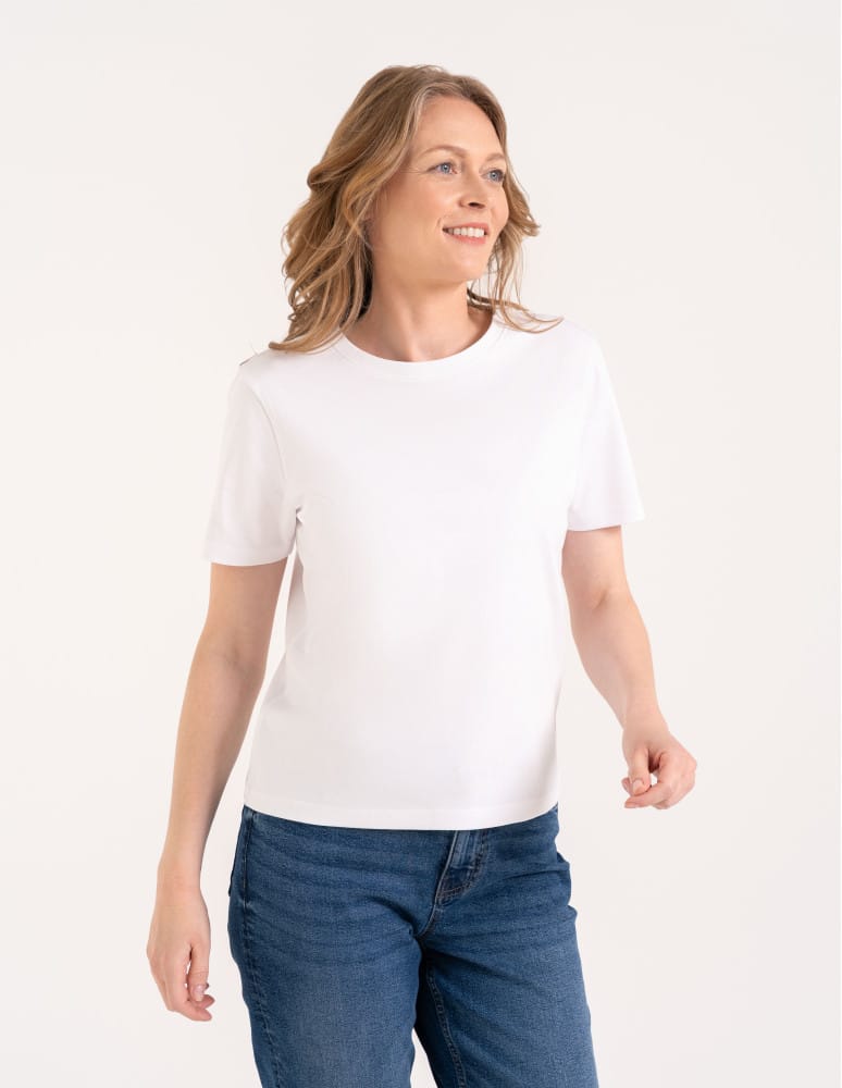 T-shirt Basic - Damska koszulka z bawełny merceryzowanej 100% t-shirt z krótkim rękawem BIAŁY  - produkt moraj.pl 3