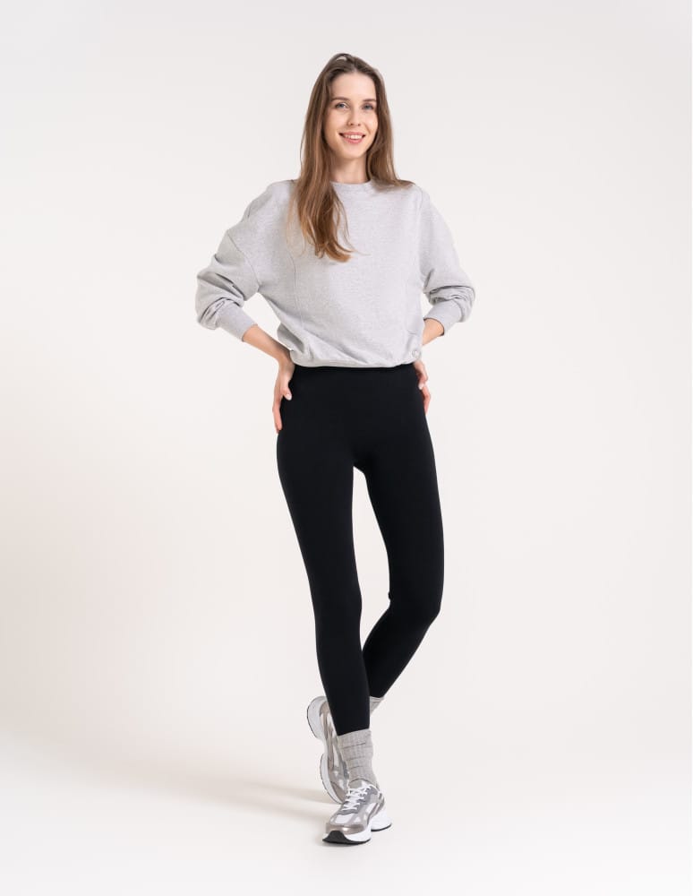 Legginsy ocieplane - Legginsy damskie ocieplane modelujące z wysokim stanem z wiskozą CZARNY - produkt moraj.pl 1