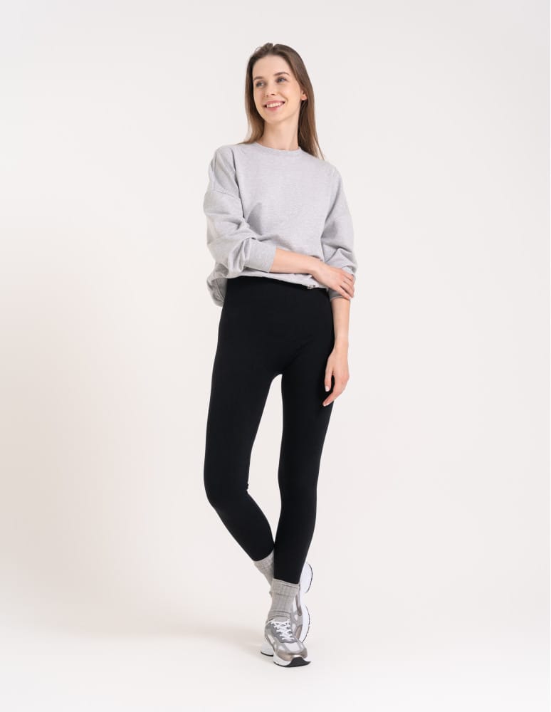 Legginsy ocieplane - Legginsy damskie ocieplane modelujące z wysokim stanem z wiskozą CZARNY - produkt moraj.pl 5
