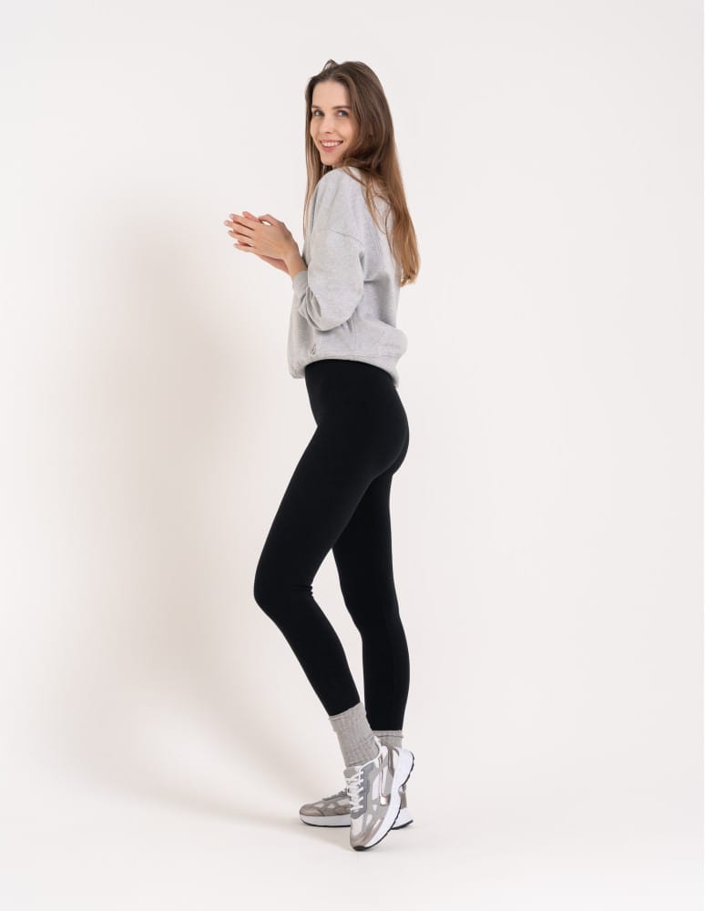 Legginsy ocieplane - Legginsy damskie ocieplane modelujące z wysokim stanem z wiskozą CZARNY - produkt moraj.pl 6