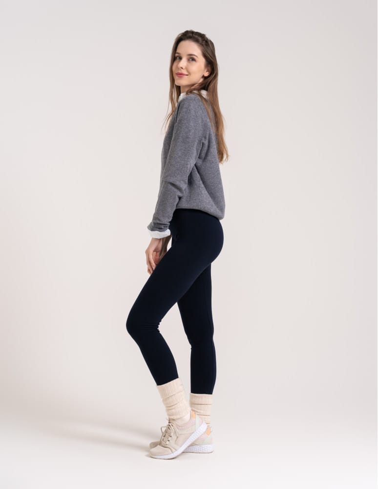 Legginsy ocieplane - Legginsy damskie ocieplane modelujące z wysokim stanem z wiskozą GRANATOWY - produkt moraj.pl 9