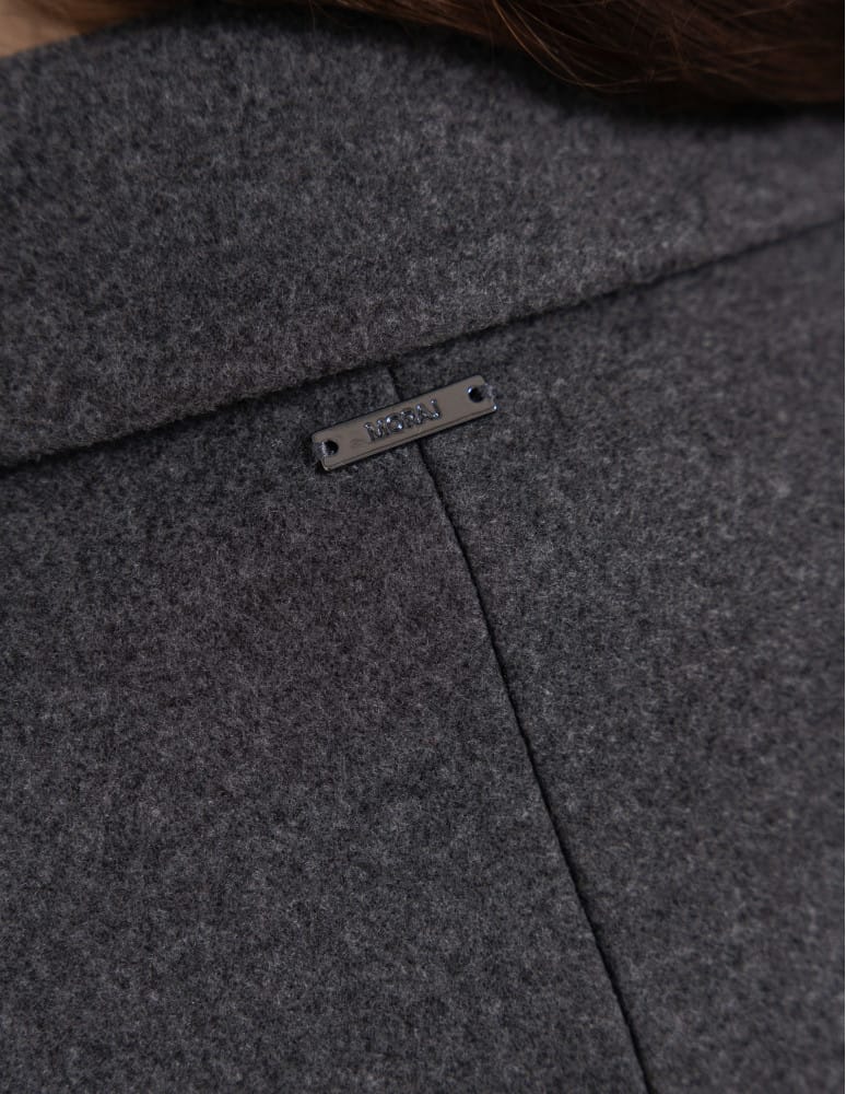 Kurtki zimowe - Płaszcz damski elegancki z rozcięciem z tyłu taliowany casual SZARY  - produkt moraj.pl 6