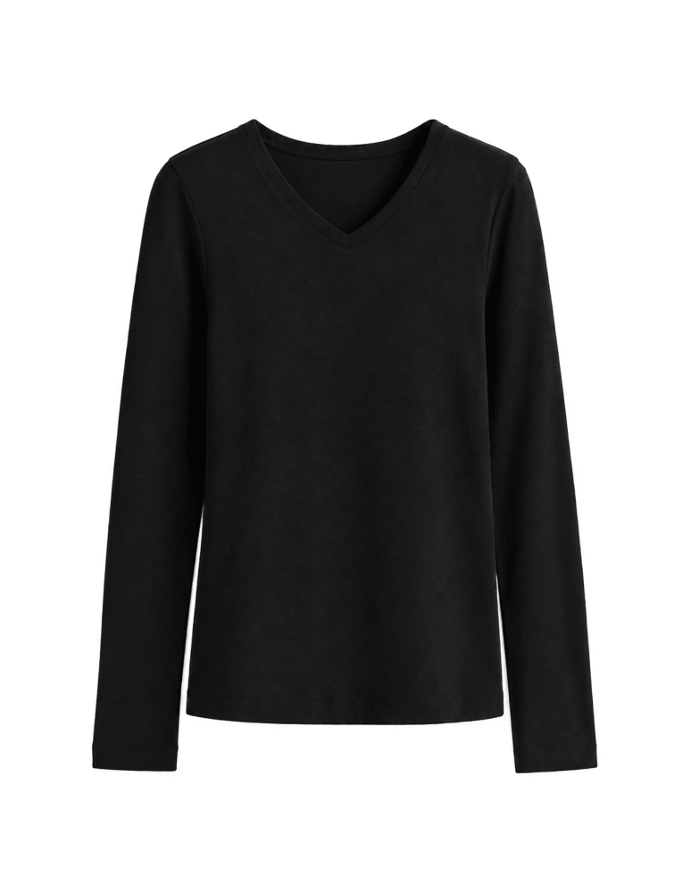 Bluzki z długim rękawem - Longsleeve bawełniane Slim Fit Wielopak bawełniany z dekoltem V 3-pak S   - produkt moraj.pl 4