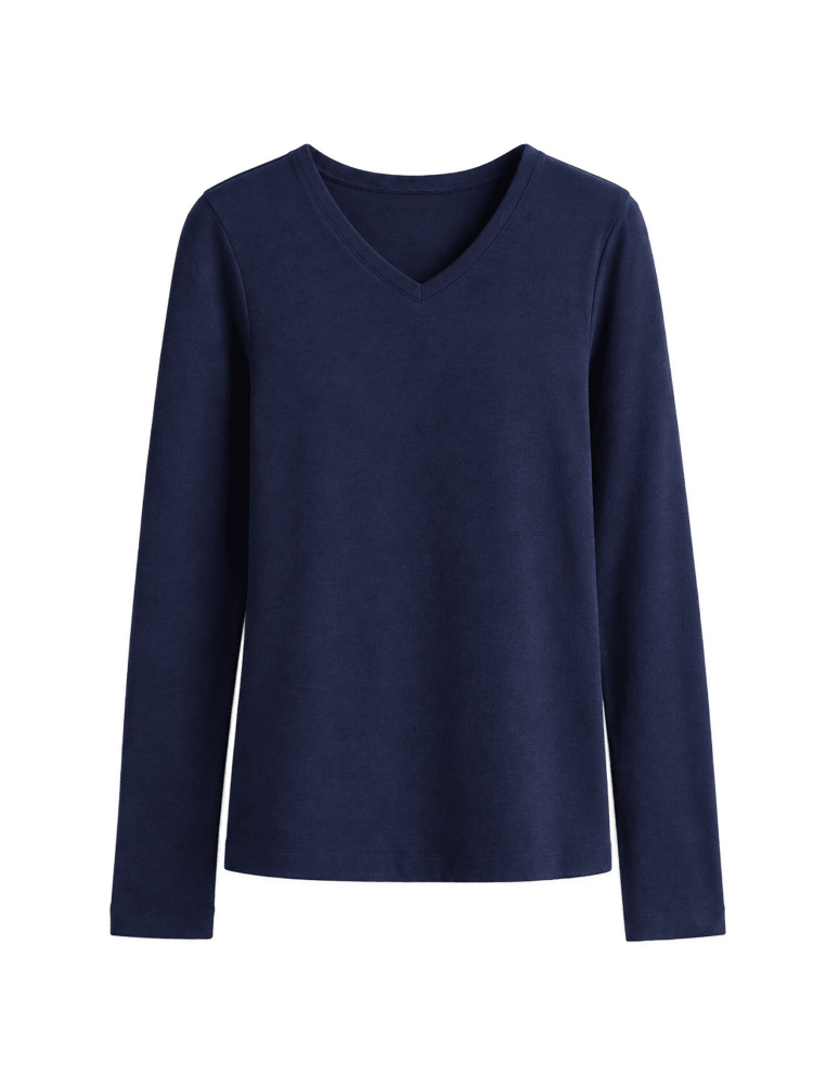 Bluzki z długim rękawem - Longsleeve bawełniane Slim Fit Wielopak bawełniany z dekoltem V 3-pak S   - produkt moraj.pl 2