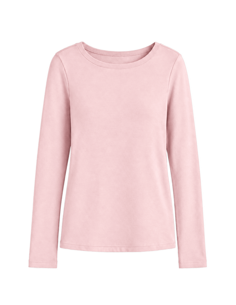 Bluzki z długim rękawem - Gładkie bluzki longsleeve damskie dopasowane z miękkiej bawełnianej dzianiny 3-pak S   - produkt moraj.pl 2
