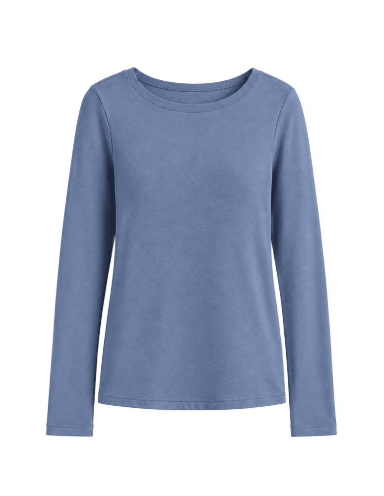 Bluzki z długim rękawem - Gładkie bluzki longsleeve damskie dopasowane z miękkiej bawełnianej dzianiny 3-pak S   - produkt moraj.pl 3