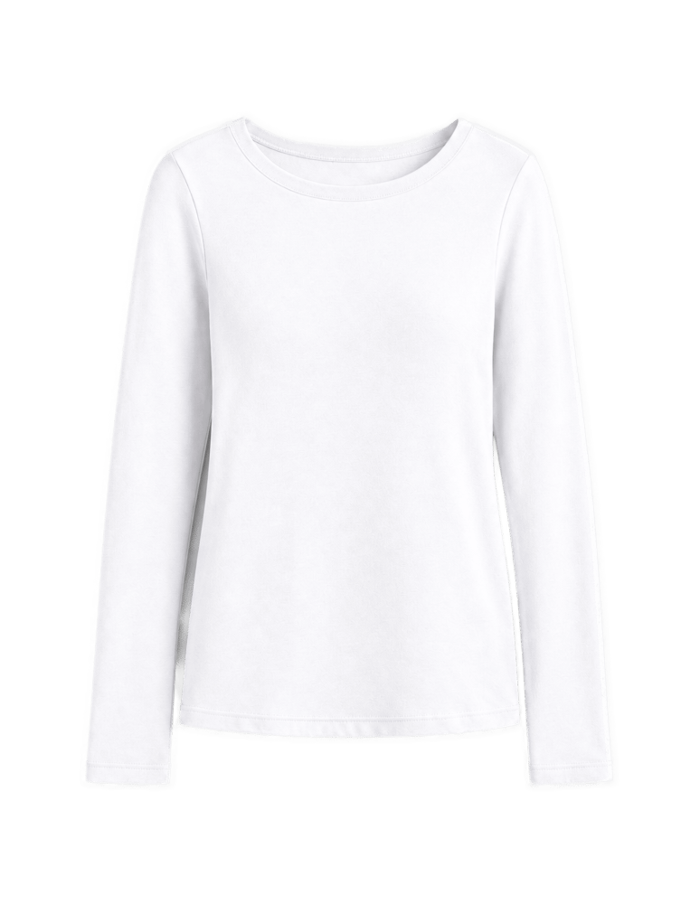 Bluzki z długim rękawem - Gładkie bluzki longsleeve damskie dopasowane z miękkiej bawełnianej dzianiny 3-pak S   - produkt moraj.pl 4