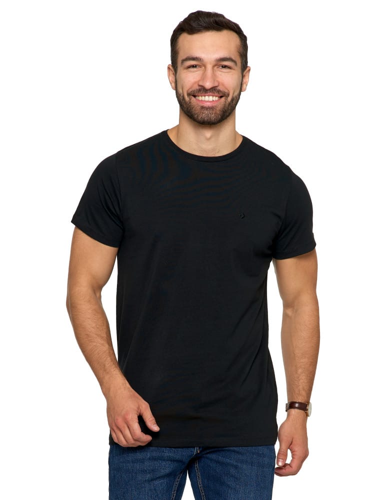 Koszulki i Tank Topy - Koszulka męska T-shirt bawełniana Premium okrągły dekolt CZARNY  - produkt moraj.pl 3