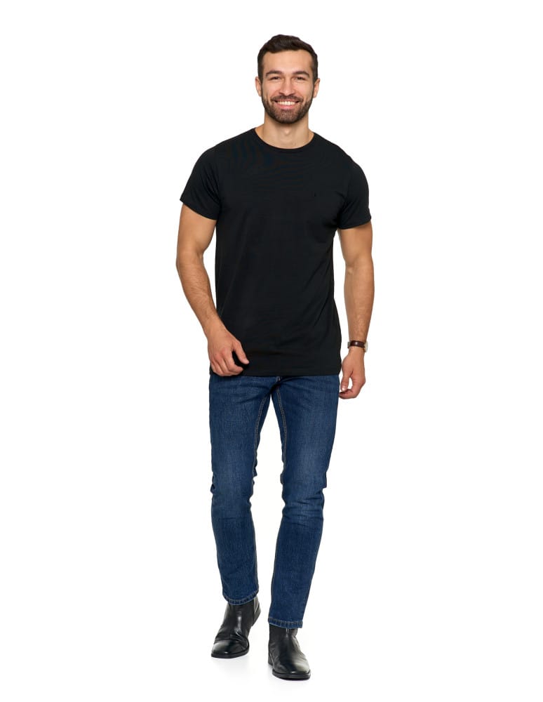 Koszulki i Tank Topy - Koszulka męska T-shirt bawełniana Premium okrągły dekolt CZARNY  - produkt moraj.pl 4