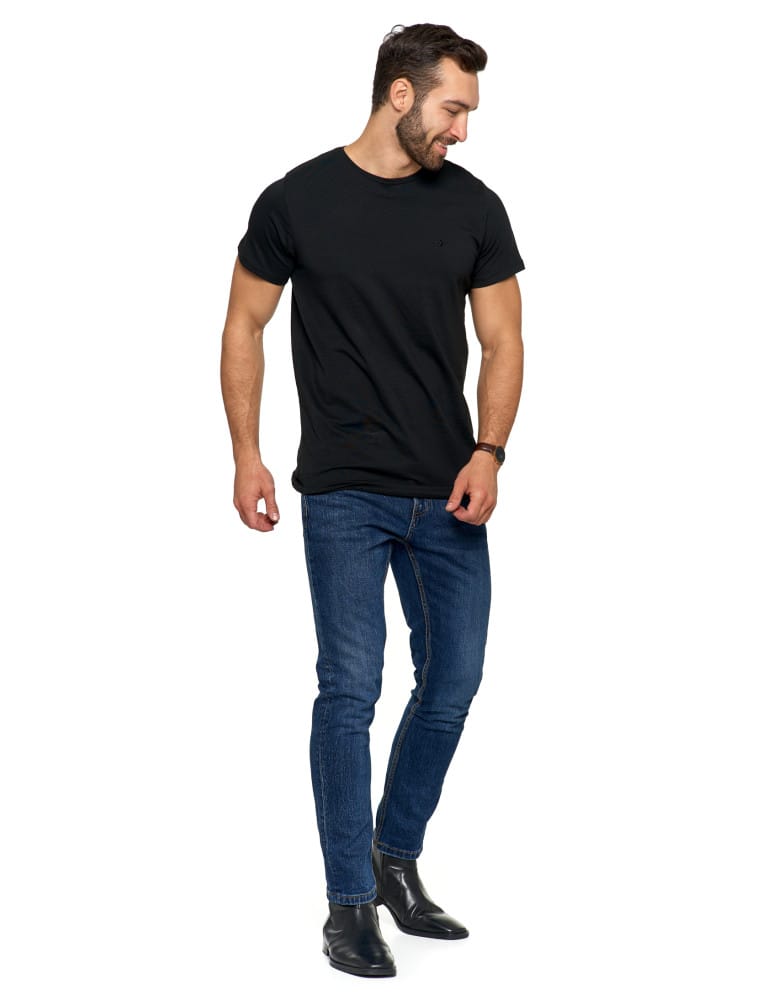 Koszulki i Tank Topy - Koszulka męska T-shirt bawełniana Premium okrągły dekolt CZARNY  - produkt moraj.pl 6