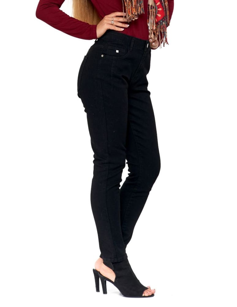 Spodnie damskie jeansowe mom fit CZARNY