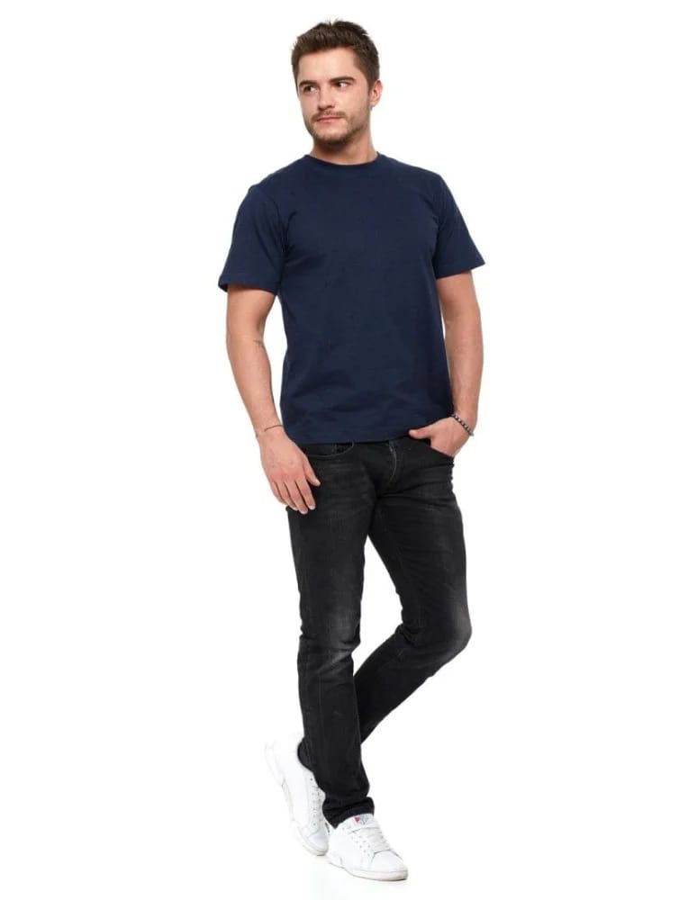 Koszulki i Tank Topy - Koszulka męska bawełniana T-shirt GRANATOWY  - produkt moraj.pl 2