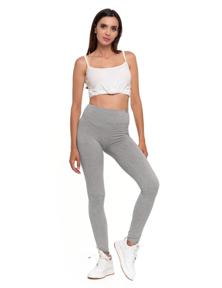 Legginsy damskie - Klasyczne legginsy damskie z wysokim stanem GRAFIT - produkt moraj.pl 1