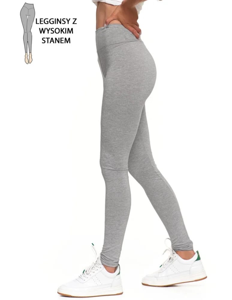 Legginsy damskie - Klasyczne legginsy damskie z wysokim stanem GRAFIT  - produkt moraj.pl 6