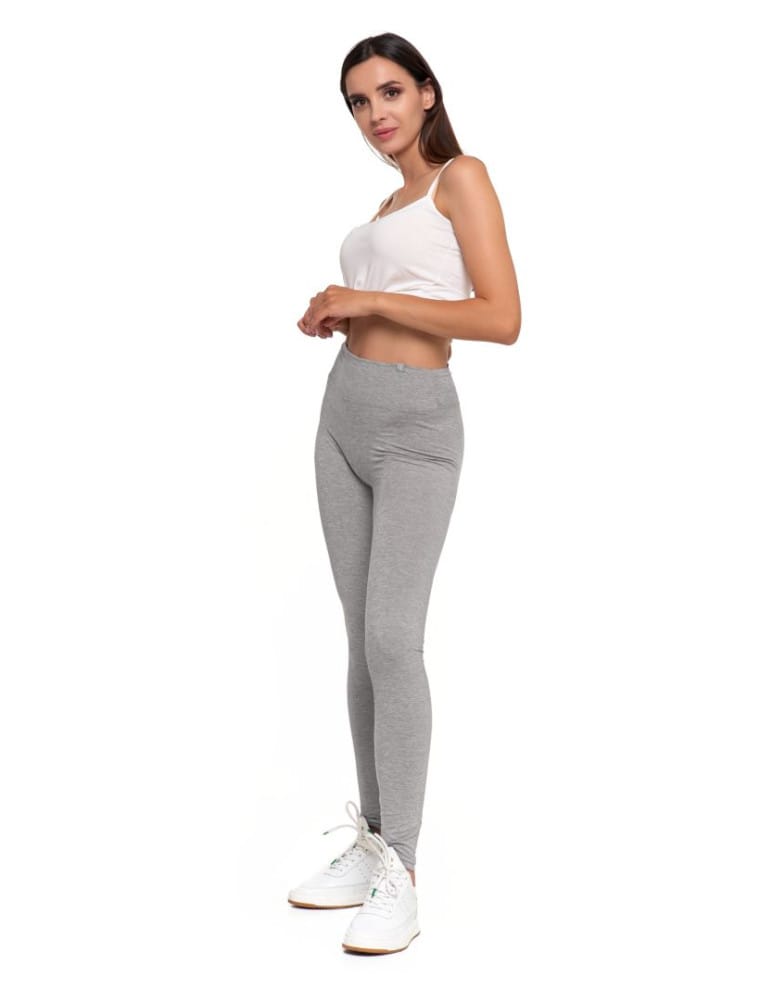 Legginsy damskie - Klasyczne legginsy damskie z wysokim stanem GRAFIT  - produkt moraj.pl 3