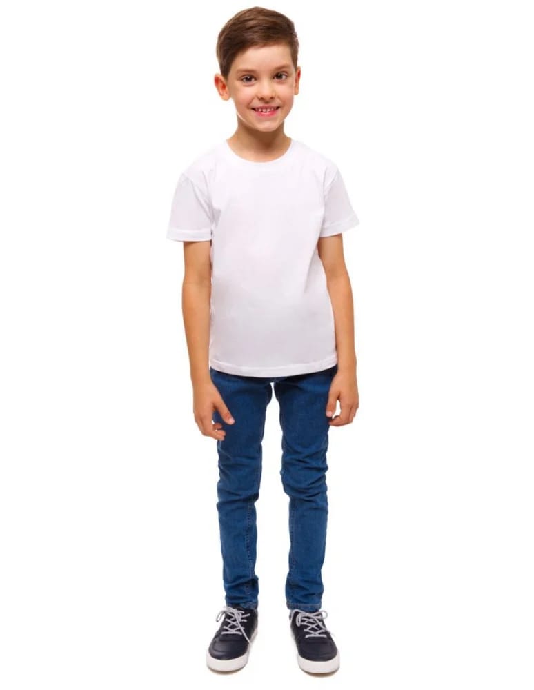 Chłopiec - Biała koszulka chłopięca T-shirt na WF dziecięcy BIAŁY  - produkt moraj.pl 2