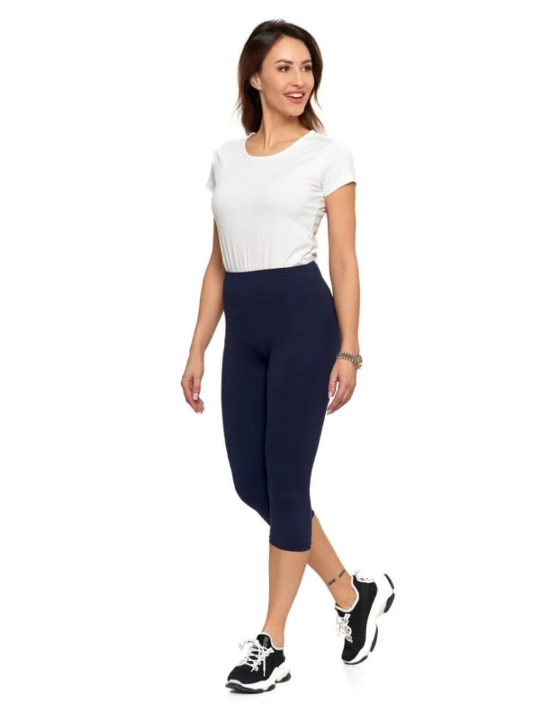 Legginsy damskie - Klasyczne legginsy 3/4 damskie peach touch GRANATOWY - produkt moraj.pl 2