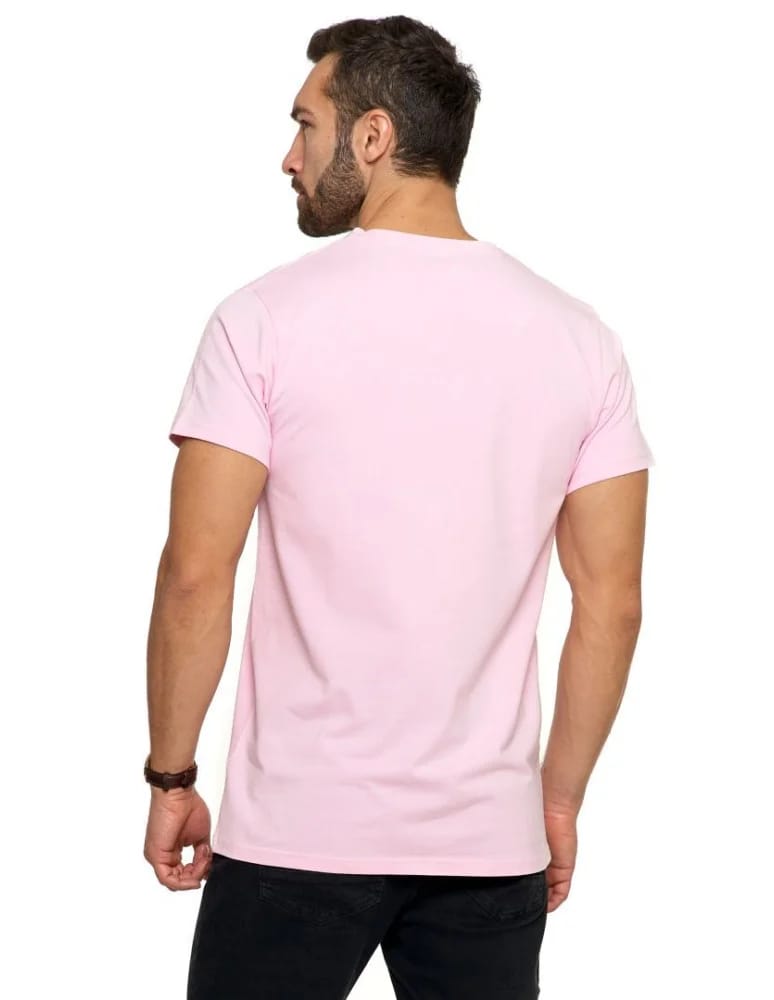 Koszulki i Tank Topy - Koszulka męska bawełna Premium T-shirt dekolt w serek RÓŻOWY  - produkt moraj.pl 3