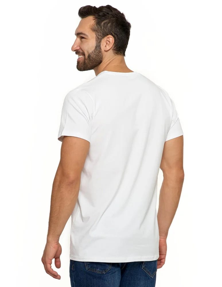Koszulki i Tank Topy - Koszulka męska bawełna Premium T-shirt dekolt w serek BIAŁY - produkt moraj.pl 3