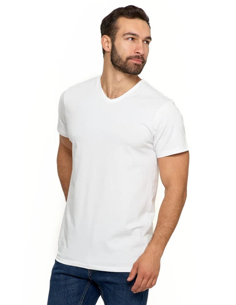 Koszulki i Tank Topy - Koszulka męska bawełna Premium T-shirt dekolt w serek BIAŁY - produkt moraj.pl 4