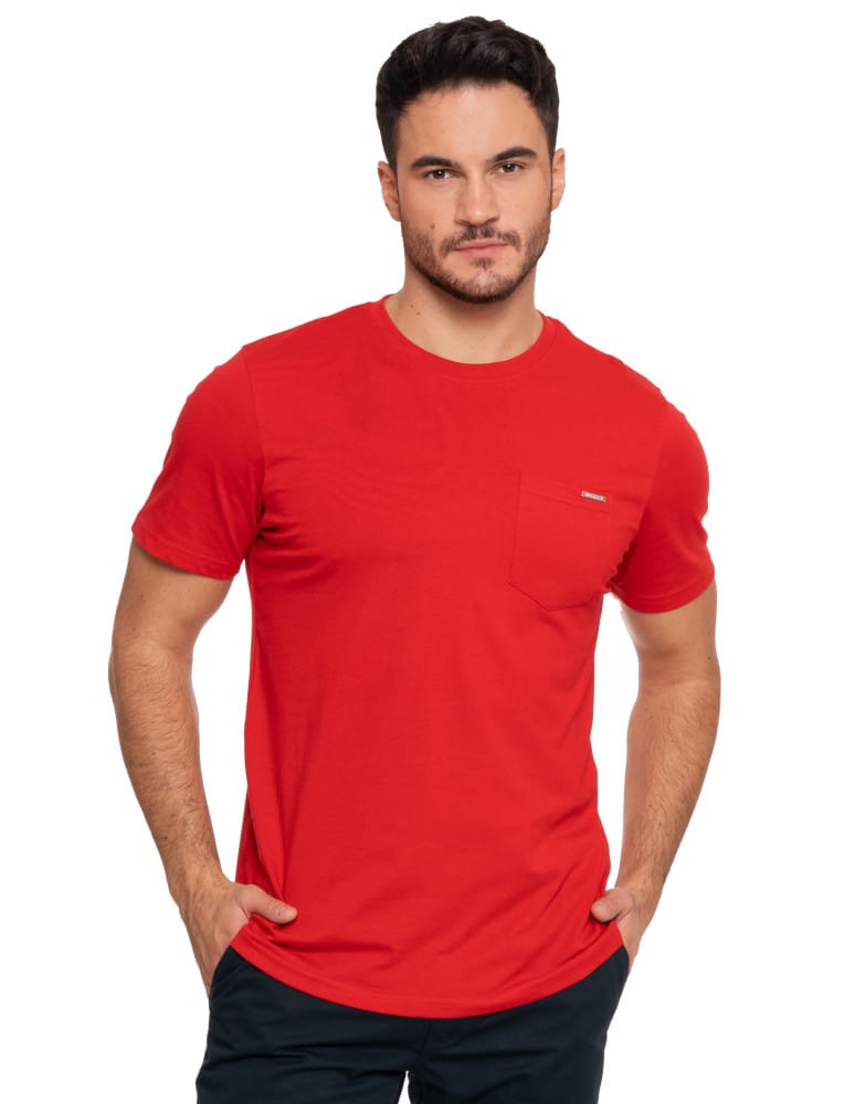 Koszulki i Tank Topy - Koszulka męska T-shirt bawełniany z kieszonką BORDOWY - produkt moraj.pl 1