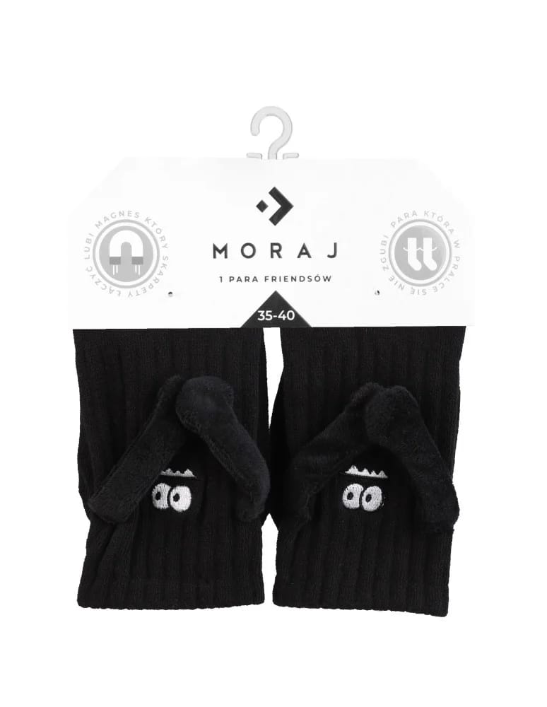 Skarpetki długie - Śmieszne skarpetki magnetyczne FRIENDSY dla par przyjaciół CZARNY  - produkt moraj.pl 3