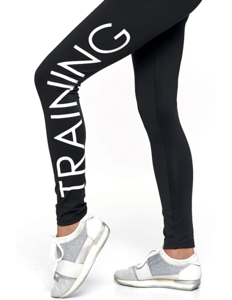 Legginsy damskie - Sportowe czarne legginsy damskie z wysokim stanem CZARNY  - produkt moraj.pl 3
