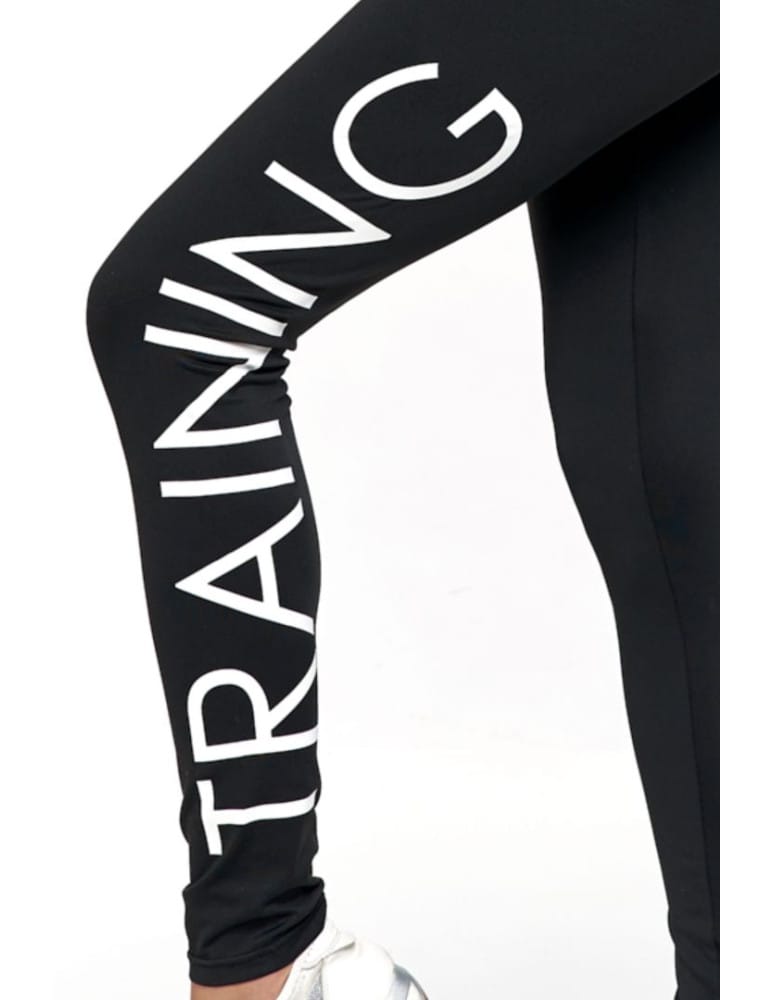 Legginsy damskie - Sportowe czarne legginsy damskie z wysokim stanem CZARNY  - produkt moraj.pl 4
