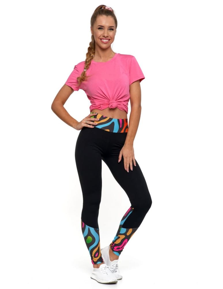 Legginsy damskie - Sportowe legginsy damskie z podwyższonym stanem CZARNY - produkt moraj.pl 4