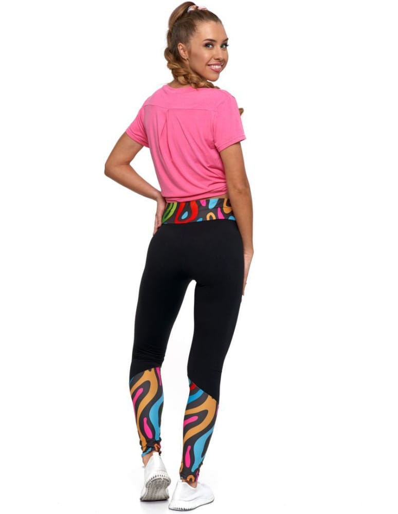 Legginsy damskie - Sportowe legginsy damskie z podwyższonym stanem CZARNY - produkt moraj.pl 5