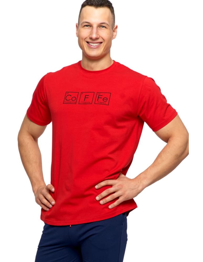 T-shirt męski bawełna z elastanem Coffe CZERWONY