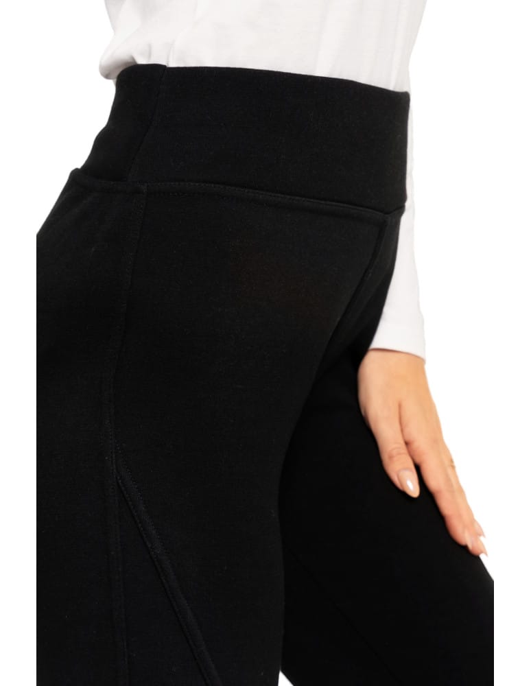 Legginsy damskie - Ocieplane legginsy damskie z wysokim stanem czarne CZARNY  - produkt moraj.pl 5