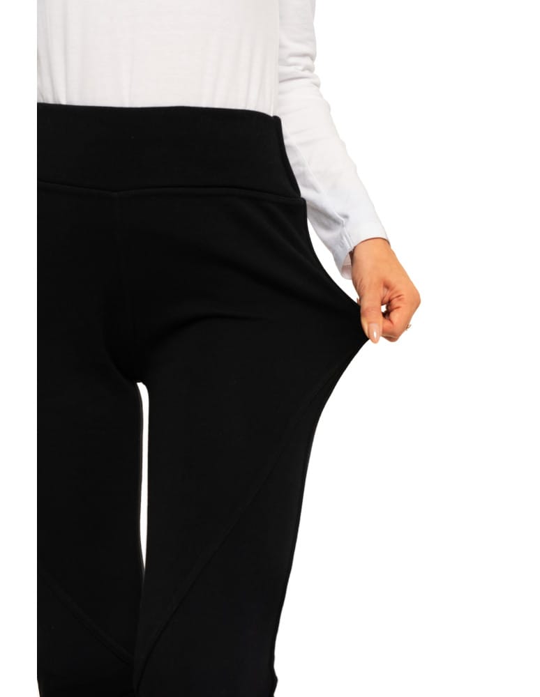 Legginsy damskie - Ocieplane legginsy damskie z wysokim stanem czarne CZARNY  - produkt moraj.pl 3