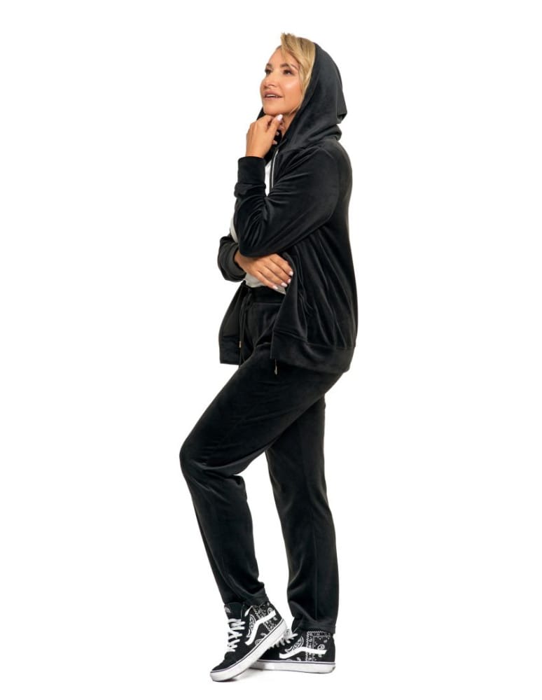 Bluzy damskie - Welurowa bluza damska zapinana na zamek CZARNY  - produkt moraj.pl 7