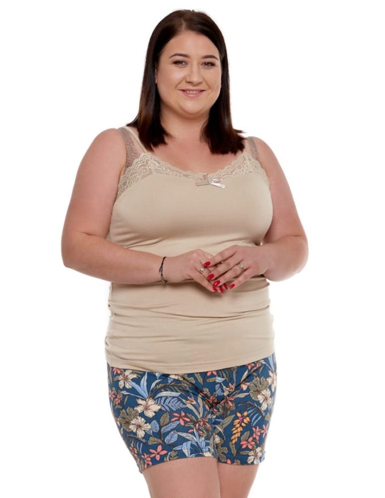 Krótki rękaw - Piżama damska wiskozowa dwuczęściowa krótka plus size WZÓR 1 - produkt moraj.pl 1