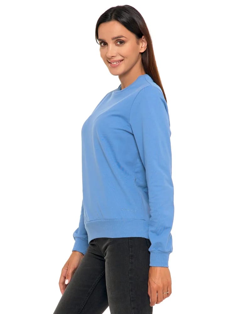 Bluzy damskie - Bluza damska wkładana bez kaptura bawełniana NIEBIESKI  - produkt moraj.pl 2