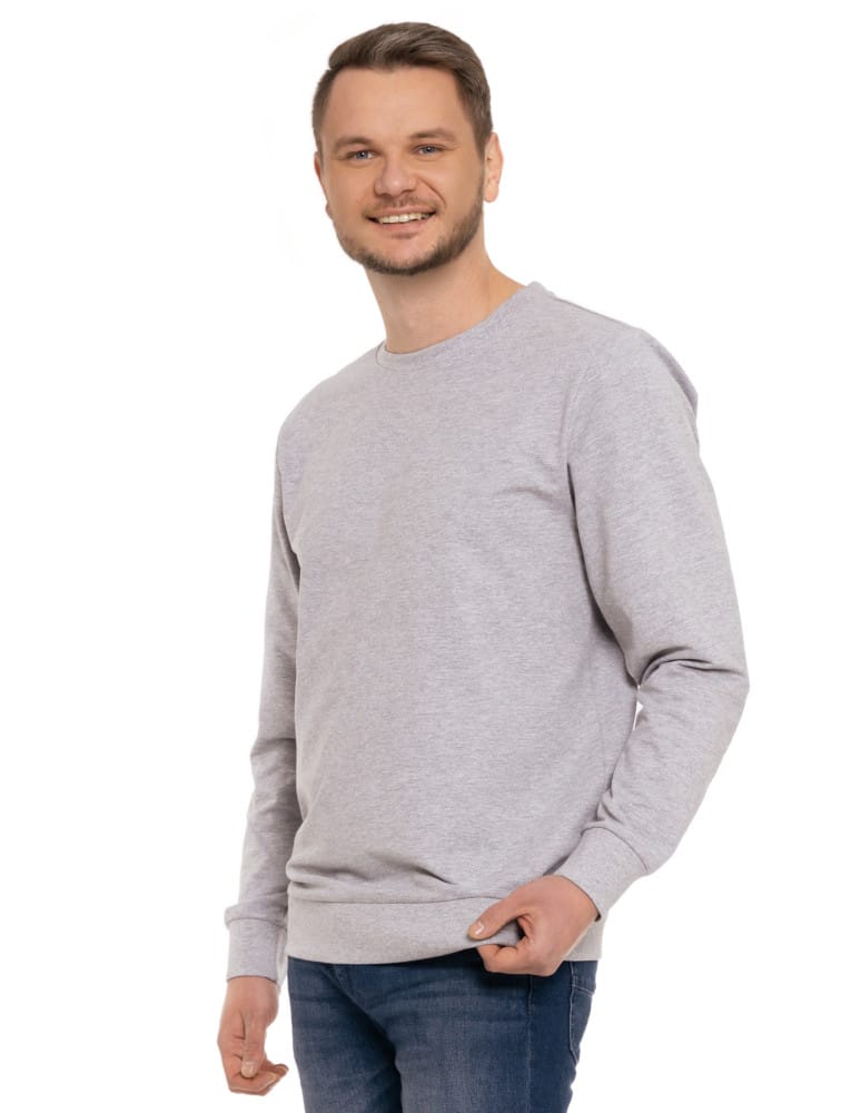 Bluzy męskie - Bluza męska wkładana bez kaptura bawełniana JASNY SZARY - produkt moraj.pl 3