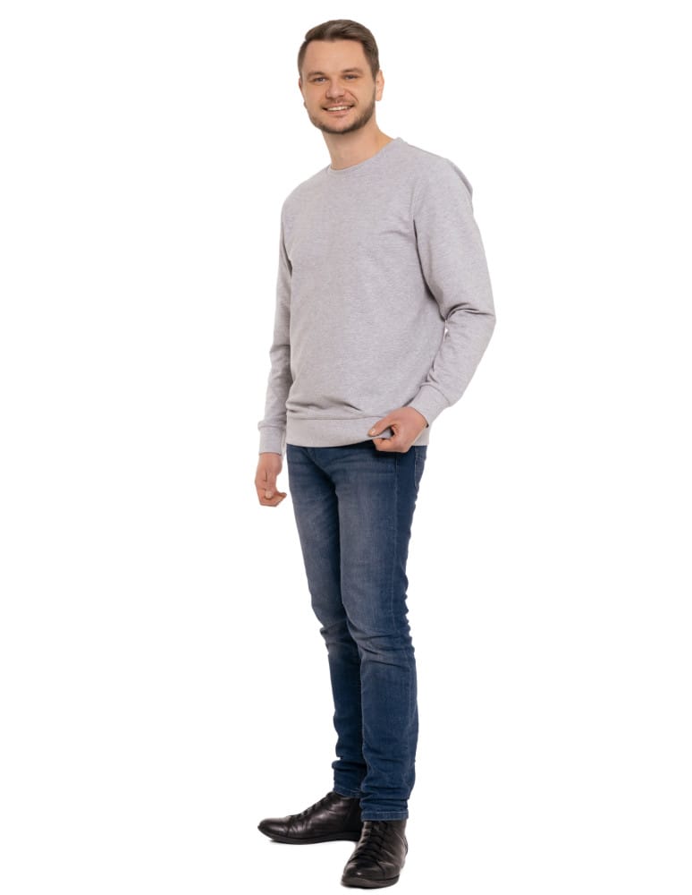 Bluzy męskie - Bluza męska wkładana bez kaptura bawełniana JASNY SZARY - produkt moraj.pl 5