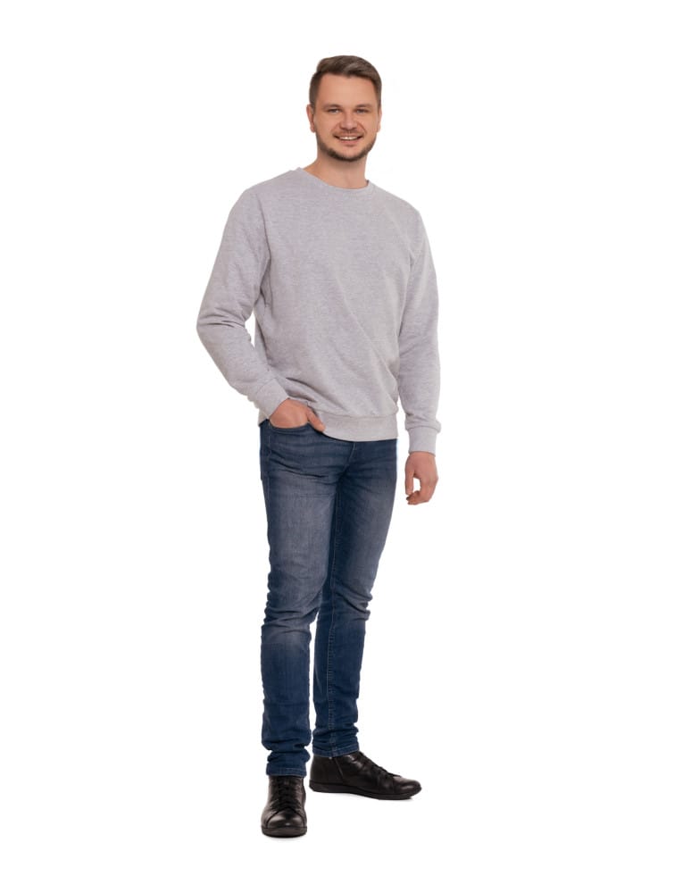 Bluzy męskie - Bluza męska wkładana bez kaptura bawełniana JASNY SZARY - produkt moraj.pl 6