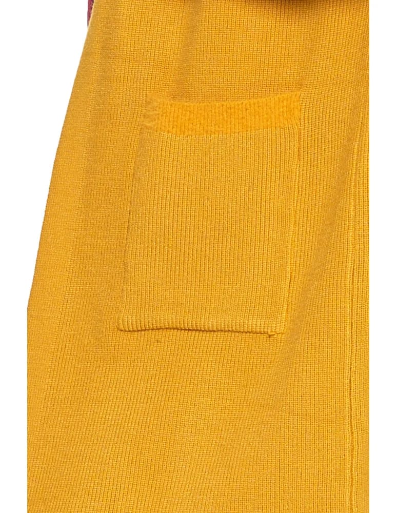 Swetry i kardigany - Długi sweter damski kardigan z luźnymi rękawami ŻÓŁTY  - produkt moraj.pl 10