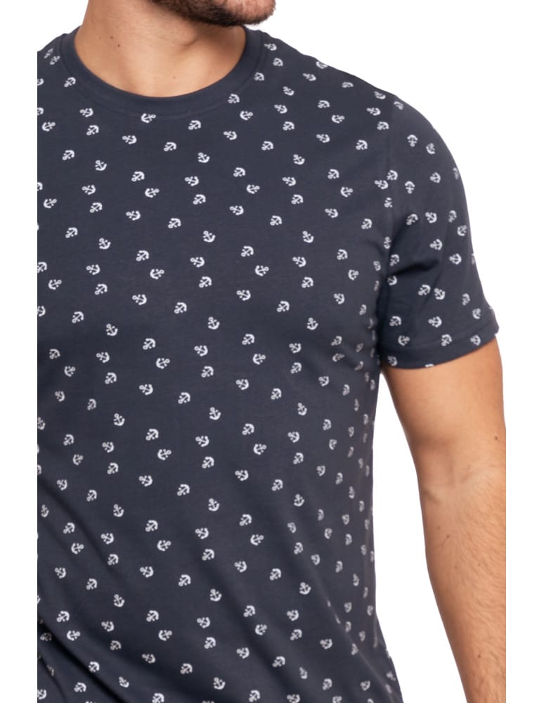 Koszulki i Tank Topy - Koszulka męska T-shirt z krótkim rękawem w morski wzór GRANATOWY  - produkt moraj.pl 2