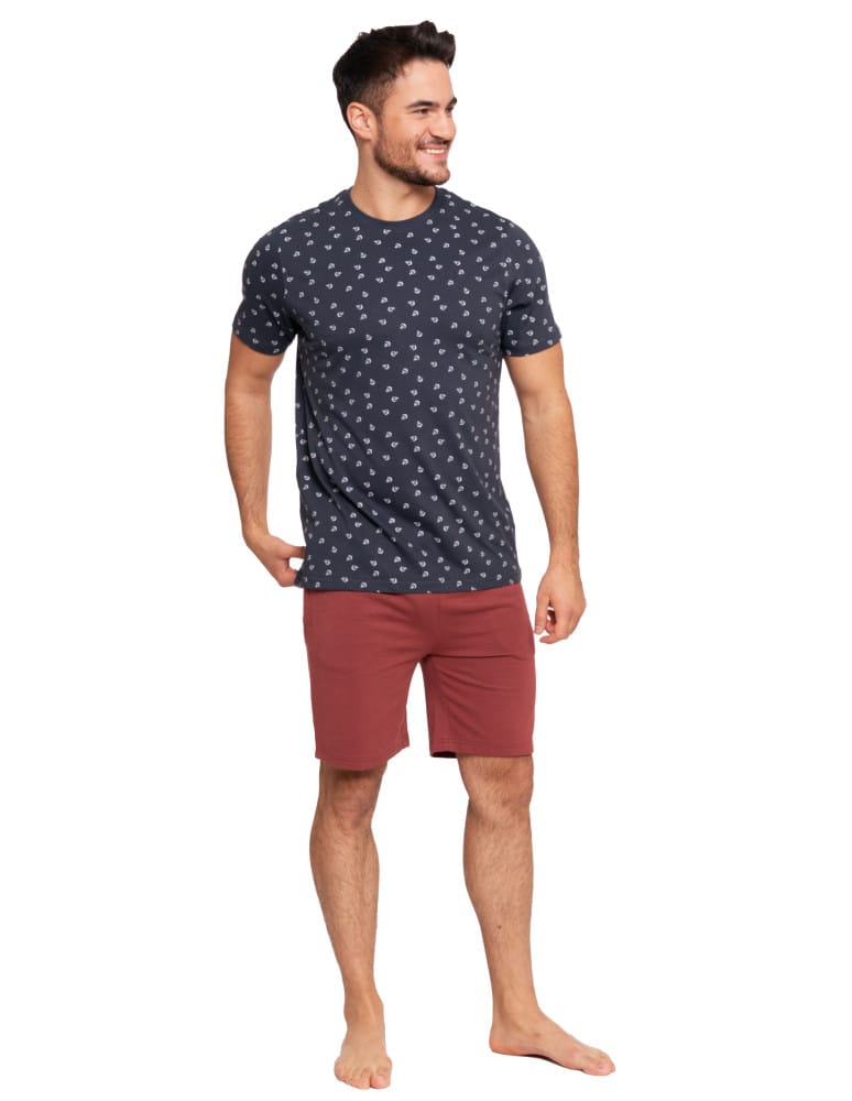 Koszulki i Tank Topy - Koszulka męska T-shirt z krótkim rękawem w morski wzór GRANATOWY  - produkt moraj.pl 3