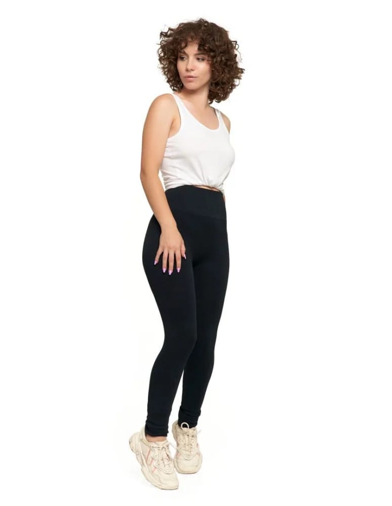 Legginsy damskie - Legginsy damskie z wysokim stanem prążkowane sportowe CZARNY  - produkt moraj.pl 8