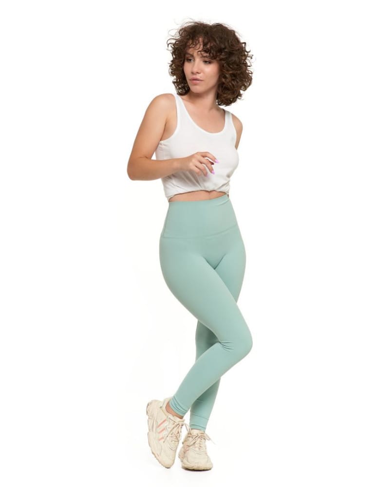 Legginsy damskie - Legginsy damskie sportowe funkcyjne z wysokim stanem Miętowy - produkt moraj.pl 1