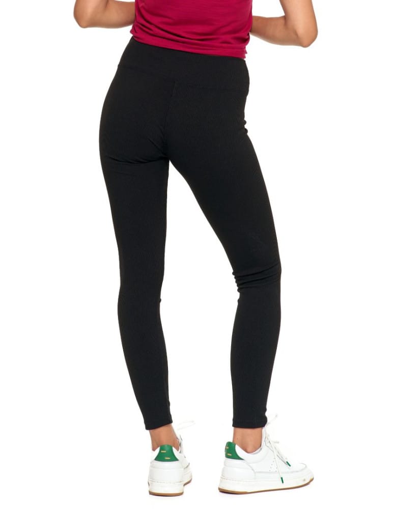 Legginsy damskie - Prążkowane legginsy damskie z wysokim stanem CZARNY  - produkt moraj.pl 7