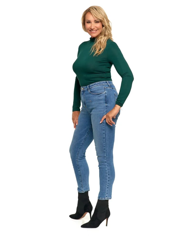 Spodnie damskie - Spodnie jeansy damskie skinny z wysokim stanem JEANS  - produkt moraj.pl 2