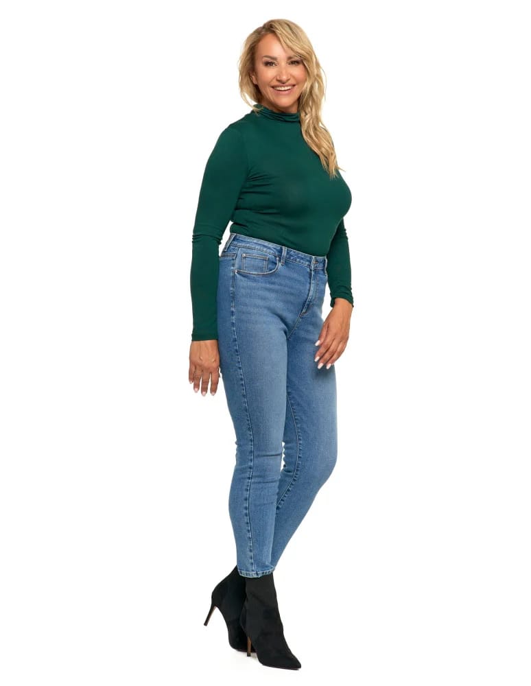 Spodnie damskie - Spodnie jeansy damskie skinny z wysokim stanem JEANS  - produkt moraj.pl 4