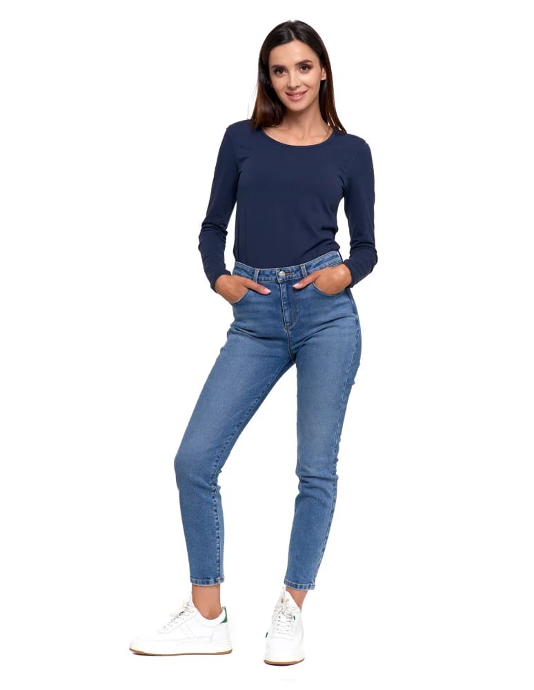 Spodnie damskie - Spodnie jeansy damskie skinny z wysokim stanem JEANS  - produkt moraj.pl 7