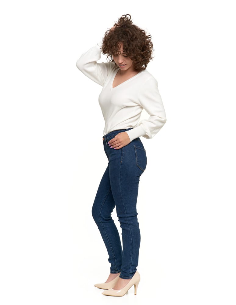 Spodnie damskie - Jeansy spodnie damskie skinny z wysokim stanem GRANATOWY  - produkt moraj.pl 4