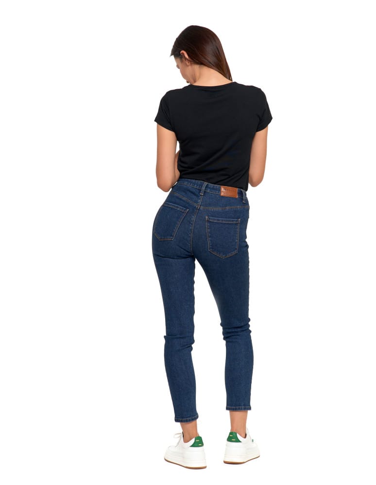 Spodnie damskie - Jeansy spodnie damskie skinny z wysokim stanem GRANATOWY  - produkt moraj.pl 9